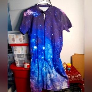 Men's unisex Galaxy Print romper one piece suit size medium